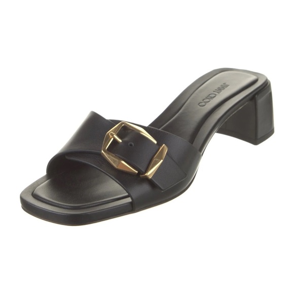 JIMMY CHOOHAWKE 40 BUCKLE LEATHER MULES